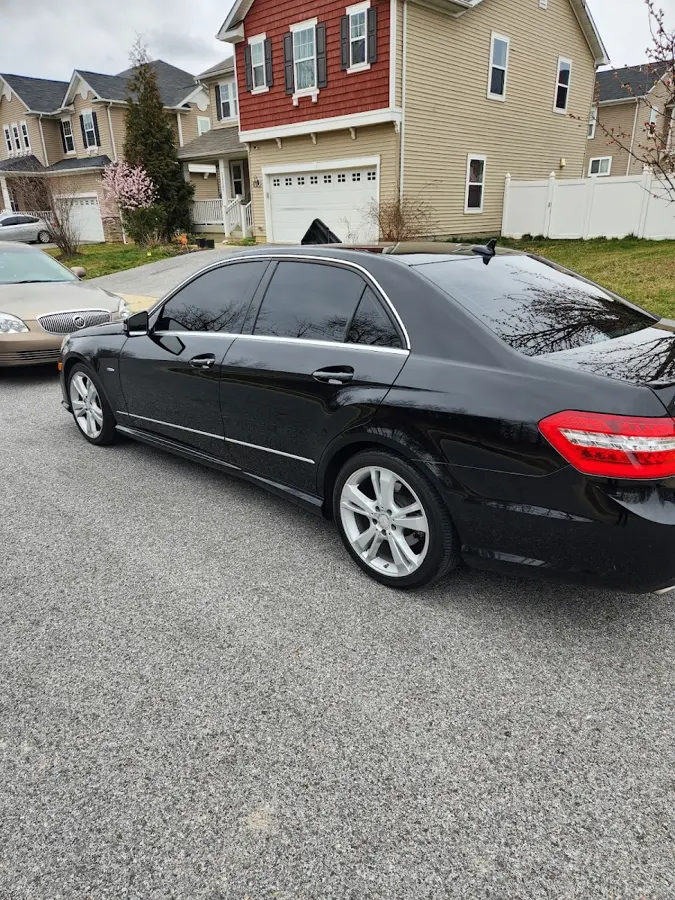 Black Mercedes sedan after a detail