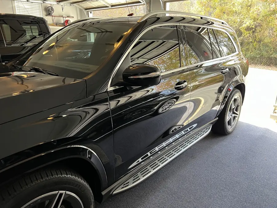 Black Mercedes SUV after a detail